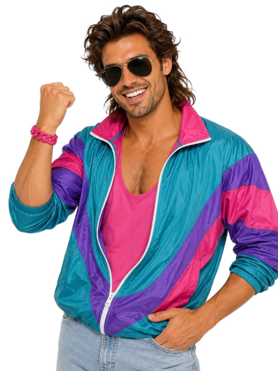 Fluo roze schakel armband jaren 80