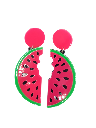 Fluo roze watermeloen oorringen