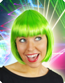 Fluogroene korte bob pruik  carré Sophia