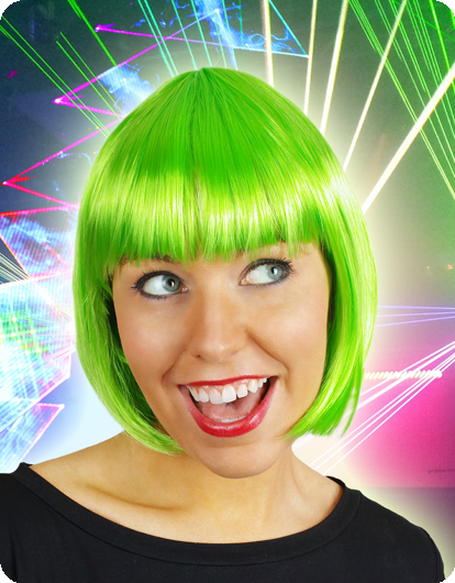 Fluogroene korte bob pruik  carré Sophia