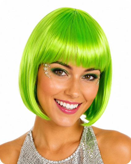 Fluogroene korte bob pruik  carré Sophia