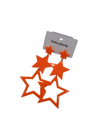 Fluorescent disco earrings with stars