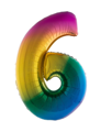 Foil ballon 40 pouces chiffre 6 arc-en-ciel