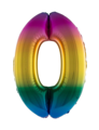 Foil balloon 40 inch digit 0 rainbow