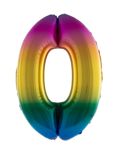 Foil balloon 40 inch digit 0 rainbow