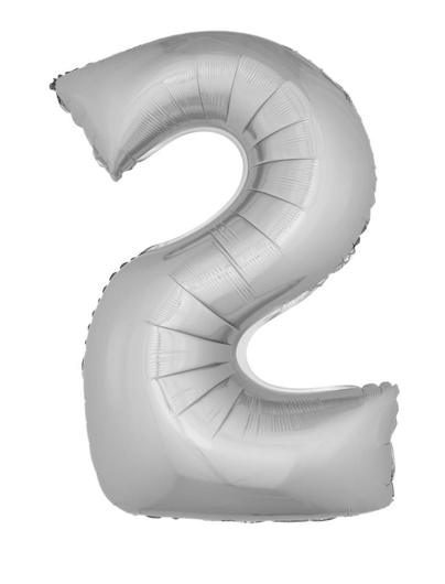 Foil balloon 40 inch digit 2 silver