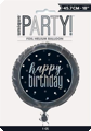 Foil balloon Black & Silver Glitz Happy Birthday 45 cm