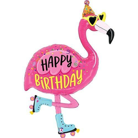 Foil balloon 'Happy Birthday' flamingo (107cm)
