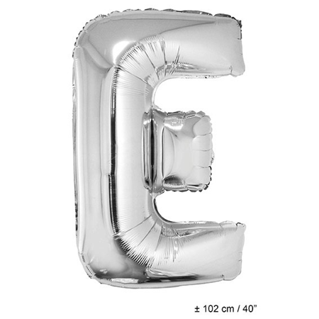 Foil balloon letter E Silver 40 inch