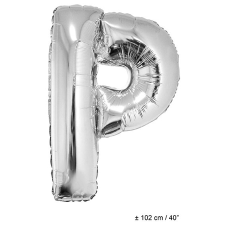 Foil balloon letter P 40 inch silver
