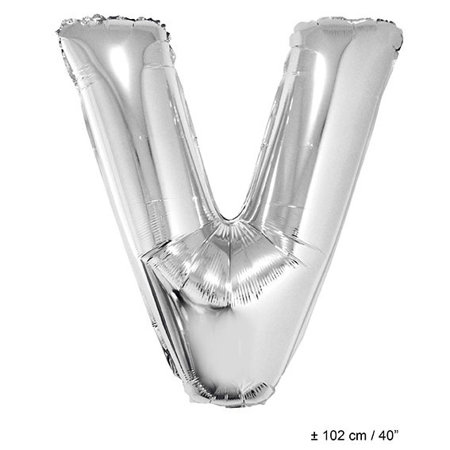 Foil balloon silver letter V 40 inch
