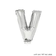 Folie ballon letter V 16 inch zilver