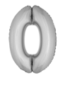Folieballon 40 inch cijfer 0 zilver