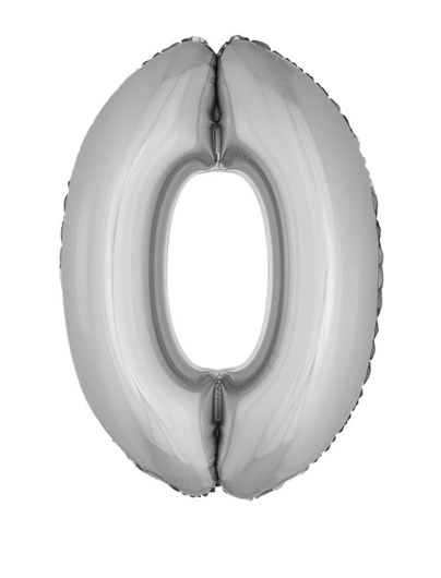 Folieballon 40 inch cijfer 0 zilver