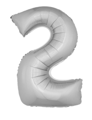 Folieballon 40 inch cijfer 2 zilver