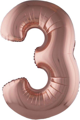 Folieballon 40 inch cijfer 3 koper rose