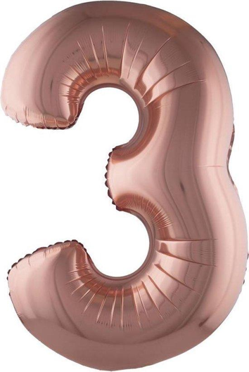 Folieballon 40 inch cijfer 3 koper rose
