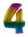 Folieballon 40 inch cijfer 4 regenboog