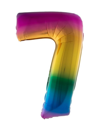 Folieballon 40 inch cijfer 7 regenboog