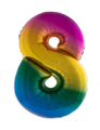 Folieballon 40 inch cijfer 8 regenboog