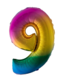 Folieballon 40 inch cijfer 9 regenboog