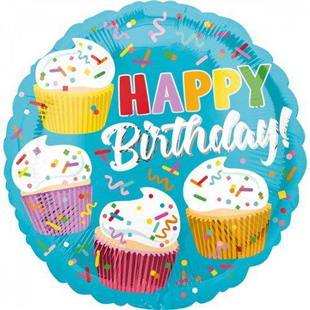 Folieballon HBD cupcakes 43cm