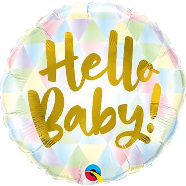 Folieballon Hello Baby! Meerkleurige Driehoeken - 45cm