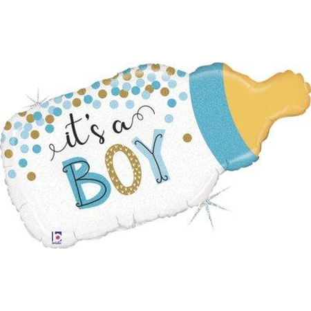 Folieballon It's a boy holo glitter fles 74 cm