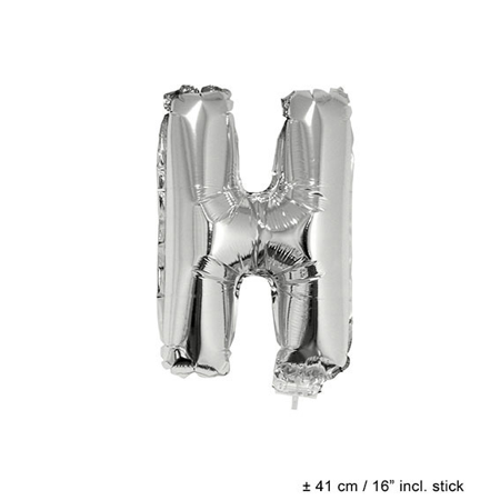 Folieballon letter H 16 inch zilver