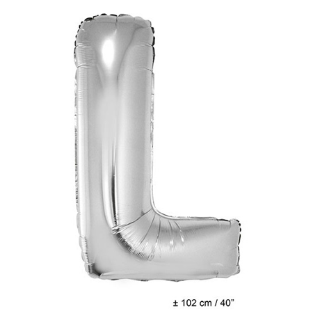 Folieballon letter L  zilver 40 inch
