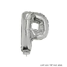 Folieballon letter P zilver 16 inch