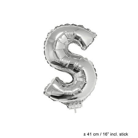 Folieballon letter S zilver 16 inch