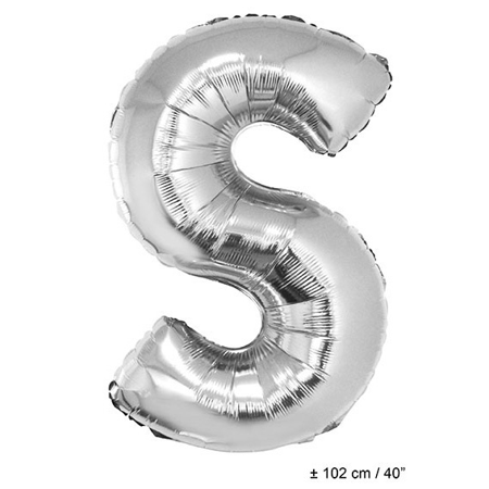Folieballon letter S zilver 40 inch