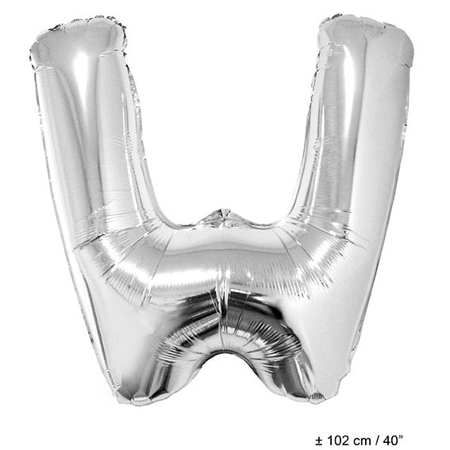 Folieballon letter W zilver 40 inch