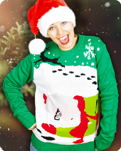 Foute kerst trui Claus en Rudolph