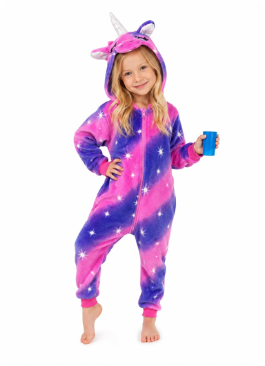 Galaxy eenhoorn onesie voor kinderen