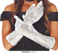 gants argentés pailletés de 39 cm