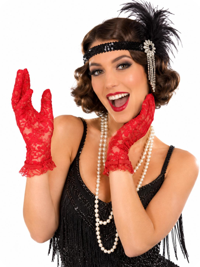 Gants en dentelle rouge