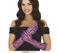 Gants en dentelle violette de 38 cm.