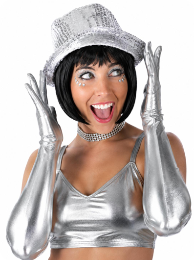 Gants longs argent