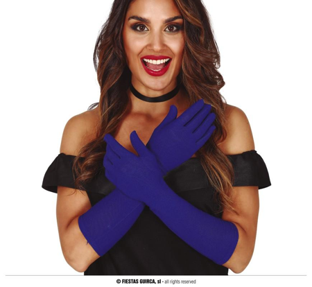 gants longs bleu foncé de 42 cm