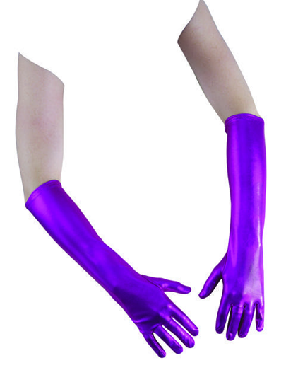 gants métalliques violets longs 37 cm