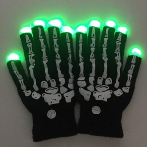 gants squelette avec lumière