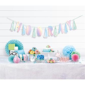 Garland with shiny pompoms