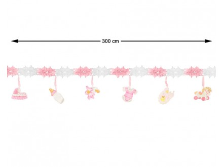 Geboorte meisje decoratieslinger 300 cm