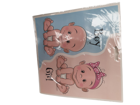 Gender reveal large balloon with blue and pink confetti