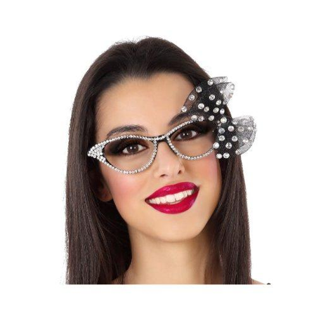 Glamour bril met strass en strikje