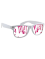 Glasses with blood splatters.