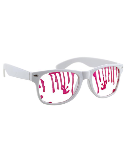 Glasses with blood splatters.