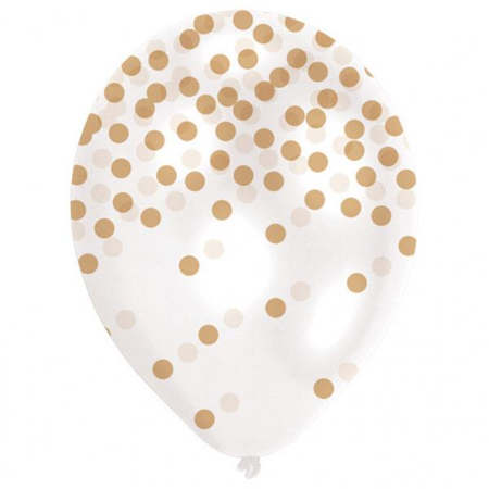 Glitter ballon goud 6 stuks